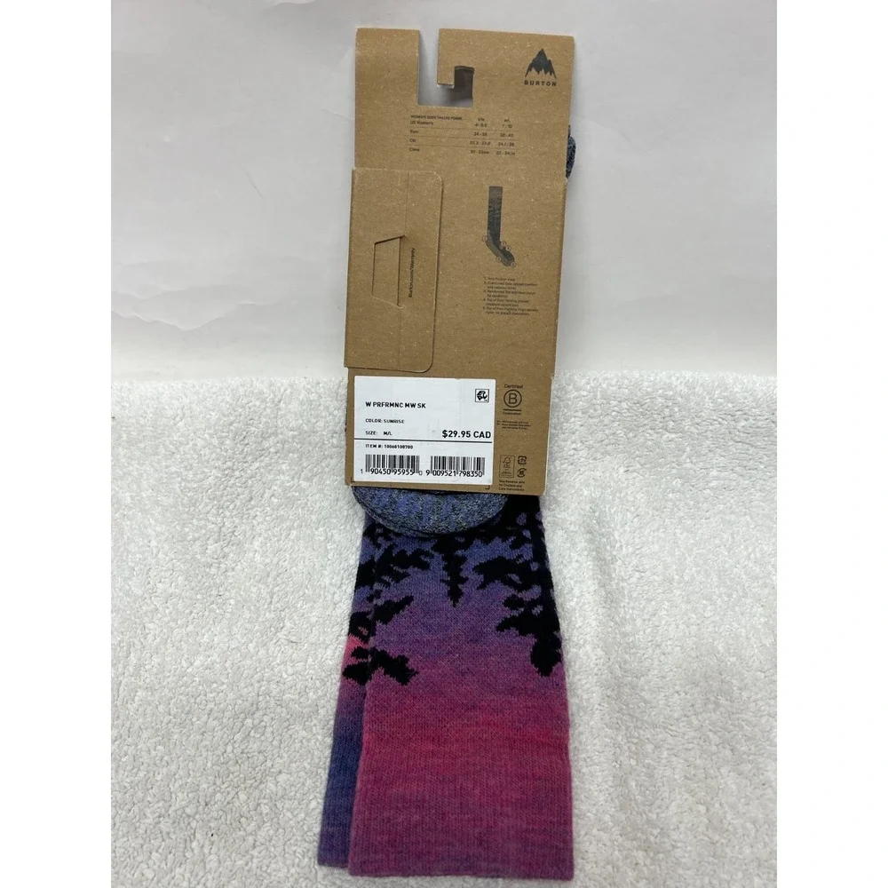 Burton Womens Size M/L Blue Sunrise Performance Midweight Wool Blend Socks